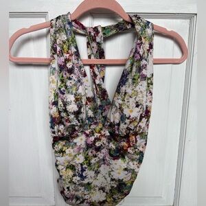 GUESS Floral Print Halter Tank Top Size XS